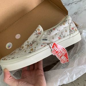 Vintage floral vans slip ons